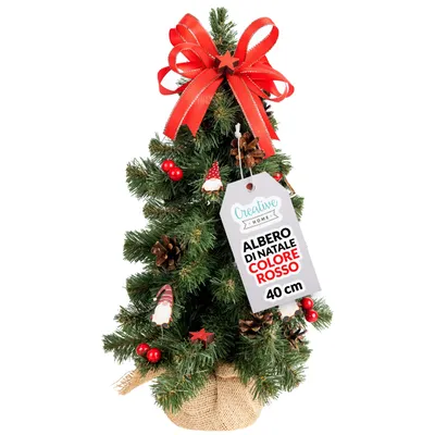 Immagine prodotto di Creative Home Albero di Natale Artificiale Rosso | Albero di Natale Piccolo 40cm | Decorazioni Natalizie per Tavolo, Albero Natale gia Addobbato