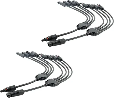 Produktbild von 2 Paar Solarstecker kompatibel mit MC4 Y 2 fach, 3 fach, 4 fach, 5 fach, 6 fach Stecker Kabel : 4 fach Kabel Stecker: 4 fach Kabel