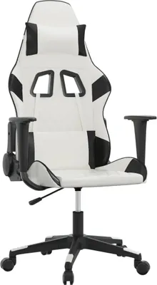 Produktbild von Gaming-Stuhl mit Massagefunktion Weiß und Schwarz Kunstleder