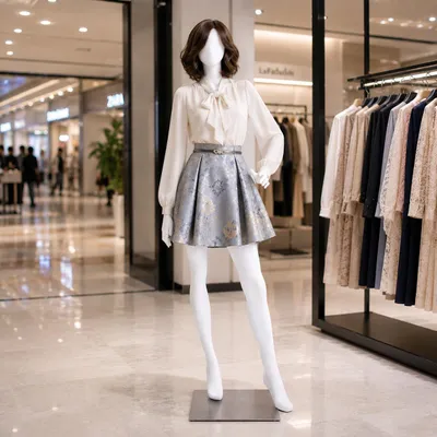 Produktbild von Eurotondisplay Schaufensterpuppe Mannequin Weiblich Weiß matt K46980-6 stehend elegant
