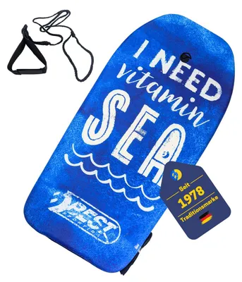 Produktbild von Best Sporting Bodyboard Kinder in tierischem Hai-, Delfin- oder Schildkröten-Design I Surfbrett Kinder 92 x 46 x 5 cm bis 75 kg I Surfboard Kinder I Body Board Kinder I Bodyboards fürs Surfen, Design:I NEED VITAMIN SEA
