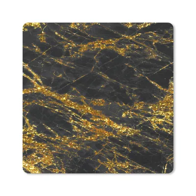 Produktbild von MuchoWow® Mauspad Mousepad Marmor - Schwarz - Gold - Glitter 20x20 cm - Mousepads - Maus Mat - Pad - Mausunterlage - Desk Mat - Bureauartikeln