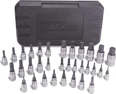 Produktbild von TACKLIFE HBS1C 33-tlg. Bit-Set Torx/Sechskant 1/4"-1/2" S2/Cr-V mit Koffer