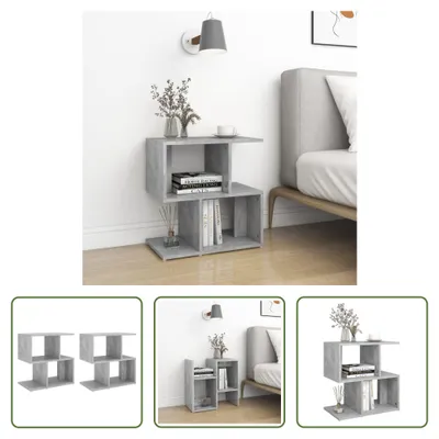 Produktbild von The Living Store Nachttische 2 Stk. Betongrau 50x30x51,5 cm Holzwerkstoff
