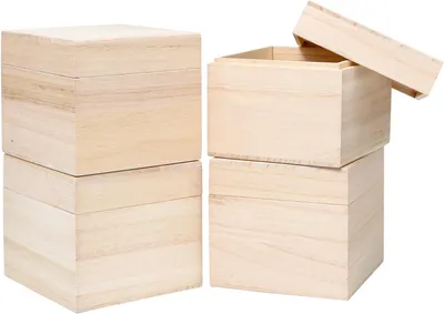 Image de Boîtes de rangement avec couvercle, 11 x 11 x 10 cm, lot de 4, boîtes carrées, pour bijoux