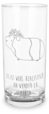 Produktbild von Mr. & Mrs. Panda Glas Meerschweinchen Weisheit 400 ml - Transparent - Geschenk, Wasserglas, Wunder, Cocktailglas, Wunderland, Tumbler, Motivation, Longdrinkglas, Spruch