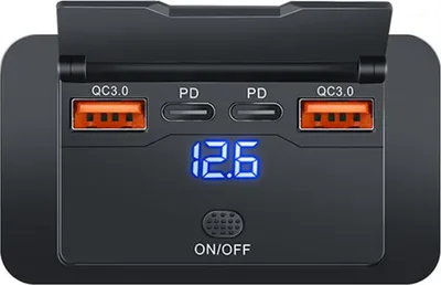 Obrázok produktu pre INF USB nabíjačka do auta s prepínačom napätia 4-portová Dual QC Dual PD