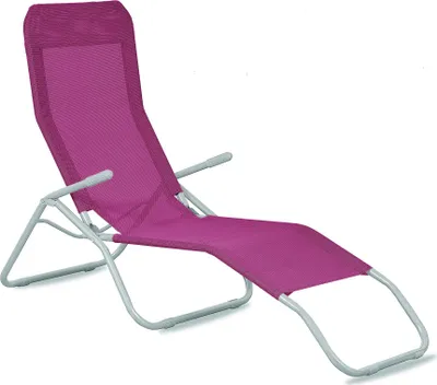 Produktbild von AGA Liegestuhl SIESTA, Dunkelrosa, Metall/Textilen, zusammenklappbar, wetterbeständig, 2-fach verstellbar, mit Armlehnen, 142x58x99 cm, 120 kg Traglast, 4.9 kg, für Garten, Balkon, Terrasse, Camping