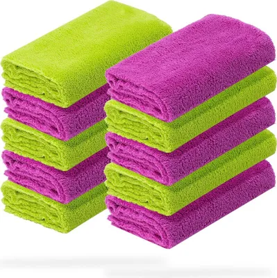 Produktbild von detailmate 10er Set Mikrofasertücher - 40x40cm, 550 GSM - Mikrofaser Poliertücher 5x grün, 5x lila