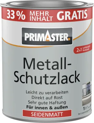 Produktbild von Primaster Metallschutzlack silbergrau glänzend 1 L + 33% gratis