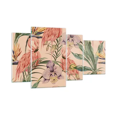 Produktbild von Bilder auf glas - Flamingos Pflanzen Vogel exotisch - 120x70cm - Glasbilder - Wandbilder - Kunstdruck - Wanddekoration aus Glas - Glas Bilder - Wandbild auf Glas - GDL120x70-2929