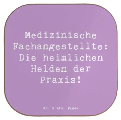 Produktbild von Mr. & Mrs. Panda Tischuntersetzer Spruch Medizinische Fachangestellte Helden - Lavendeltraum - Geschenk, Berufsleben, Assistenz, Flaschenuntersetzer, gläseruntersetzer