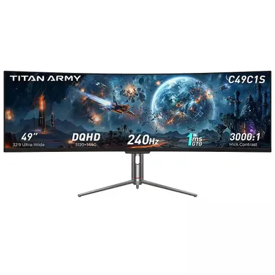 Produktbild von TITAN ARMY C49C1S 49" Curved Gaming Monitor, Dual QHD 5120×1440, 240Hz, 1ms MPRT, HDR400, USB-C 65W