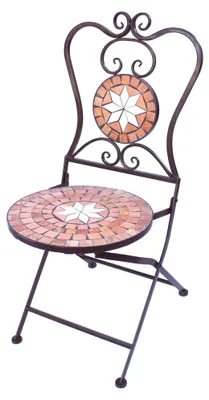 Obrázek produktu pro DanDiBo Zahradní židle Kovová mozaika Merano Chair 12002 H-95 cm Kovová židle Středomoří Odolná proti povětrnostním vlivům Bistro židle Zahradní nábytek Skládací židle s přírodním kamenem