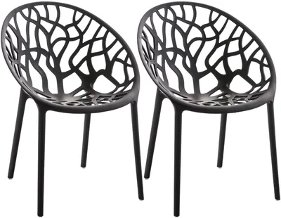 Produktbild von CLP 2er Set Gartenstühle Hope mit Lehne stapelbar wetterfest UV-beständig bis 150 kg schwarz