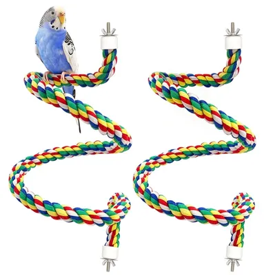 Produktbild von Vogelspielzeug Sitzstange Spirale Baumwolle - 100 cm - Mehrfarbig - 2 Stück - Für Papageien und Sittiche