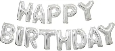 Produktbild von Ballongirlande "HAPPY BIRTHDAY" 340x35cm | Silber
