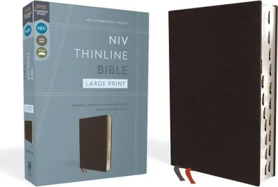 Produktbild von NIV, Thinline Bible, Large Print, Lederfaserstoff, Black, Indexed, Red Letter Edition