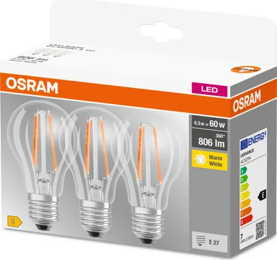 Image de OSRAM LED Base Filament CLA60 7W/827 E27 | 7W/827 220-240V KLAR 806LM E27 M3