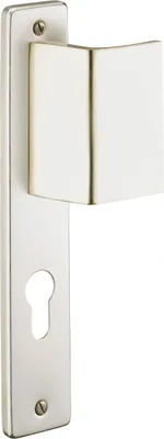 Productafbeelding van Set van deurklinken, voordeur, plaatje Picardie, cilindergat, vierkant 7mm, afstand tussen de gaten 195mm, kleur champagne - THIRARD