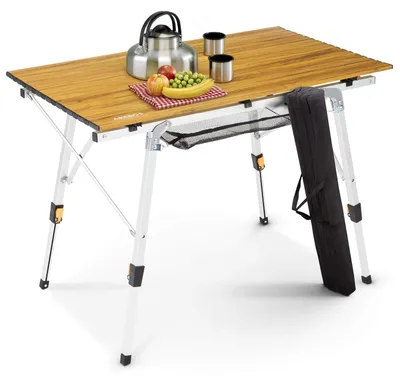 Produktbild von Campingtisch Klapptisch Falttisch - 120 x 70 cm - Höhenverstellbar - Braun - Mit Tragetasche