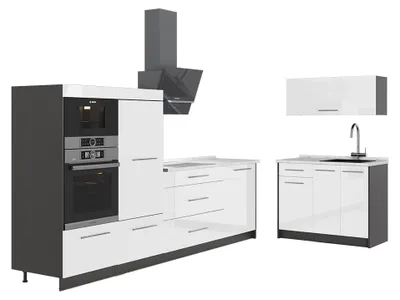 Obrázok produktu pre Kuchyňa Vicco Fame-Line Biely vysoký lesk/antracitová 380 cm, AP Marble, Model 64078