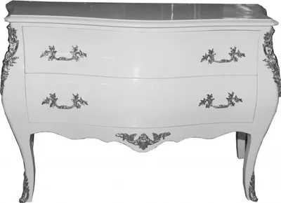 Casa Padrino Barock Kommode Weiß Silber Rokoko Möbel Interior Luxus Luxury Antik Stil Baroque Chest White Silver Louis XIV Ludwig XIV Prunk