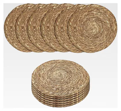 Produktbild von Platzdecken aus Seegras oder Wasserhyazinthe 38 cm - 12er Set - Runde Tischsets aus Naturmaterialien