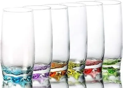 Produktbild von 6 Longdrinkgläser 350ml mit farbigem Boden Bargläser Saftglas Glas Wassergläser 025AD