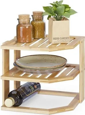 Obrázek produktu pro Bambusová rohová police do kuchyně
