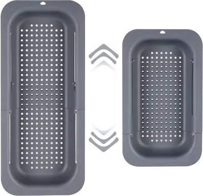 Produktbild von Spüle Abtropfsieb, multifunktional, 34.5-48 x 6.5 cm, lebensmittelechtes PP, Küchenzubehör
