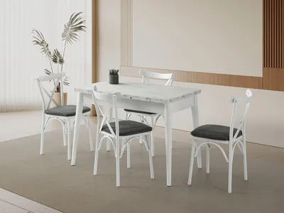 Produktbild von Skye Decor, Hochwertiger Ausziehbarer Esstisch, 110-140 cm, Weiß Marmor | 100% Melamin