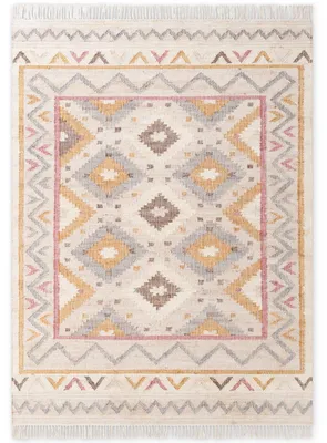 Image de Tapis Kelim Imani de Elle Decoration, en jute et coton, fait à la main, couleur crème