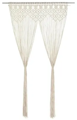 Obrázok produktu pre Záves z macramé – okenný záves 140x240 cm – bavlna – boho dekorácia do interiéru – s háčikmi na zavesenie – armygren