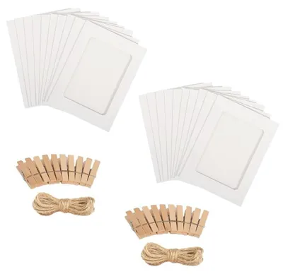 Productafbeelding van Papieren fotolijstjes - Voor het ophangen met clips en touw - DIY wanddecoratie - 11,5 x 15,5 cm - 20 stuks