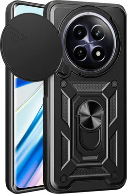 Image de Etui pour Realme 12, étui en silicone TPU avec anneau de support, protection de l'appareil photo Noir