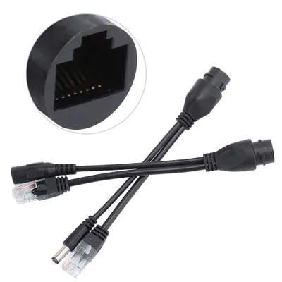 Zdjęcie produktu dla Kabel adaptera PoE, niestandardowy, wodoodporny rozdzielacz wtryskiwacza, DC12V (czarny)