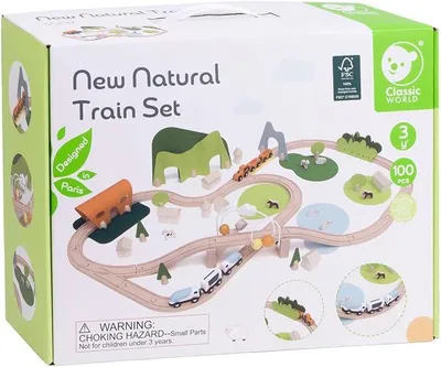 Produktbild von Silecomplaza Holzeisenbahn Natur - 100-teiliges Spielzeugset