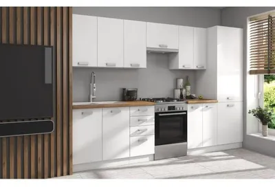 Image de Ensemble de cuisine ATLAS, 8 pièces, blanc mat, ligne droite, 300 cm, à assembler, sans plan de travail