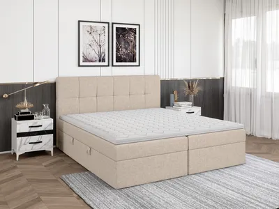Produktbild von FEDVE Boxspringbett Schlafzimmerbett MOKPO mit 2 Bettkästen, Doppelbett mit Bonell-Matratze und Topper 200x200