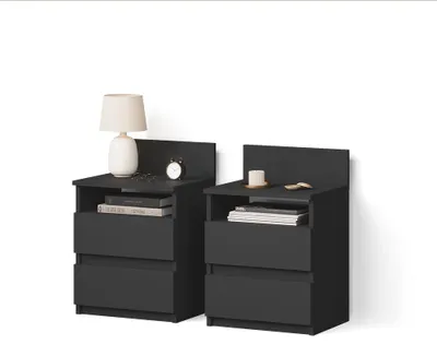 Image de Table de chevet Livinity Roya Noir Lot de 2, Model 62492