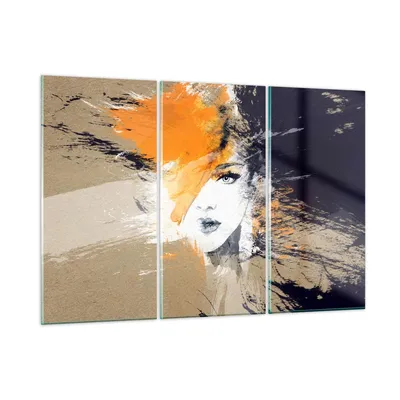 Produktbild von Bilder auf glas - Abstraktion Frau - 165x110cm - Glasbilder - Wandbilder - Kunstdruck - zum Aufhängen bereit - Wanddekoration aus Glas - Glas Bilder - Wandbild auf Glas - 3 Teile - GCE165x110-3656