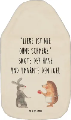 Produktbild von Mr. & Mrs. Panda Wärmflasche Hase Igel - Weiß - Geschenk, Gute Laune, Liebeskummer Geschenk, Bettflasche, Tiermotive, Tiere, Kinderwärmflasche, Wärmflasche mit Bezug