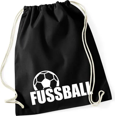 Produktbild von Huuraa Turnbeutel Fussball Ball 12 Liter Black Baumwolle Rucksack Geschenkidee