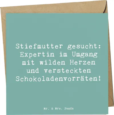 Produktbild von Mr. & Mrs. Panda Klappkarte Spruch Stiefmutter Expertin - Meeresbrise - Geschenk, Weihnachten, Glückwunschkarte, faltkarte, Geburtstage, Stiefkind, Herausforderungen