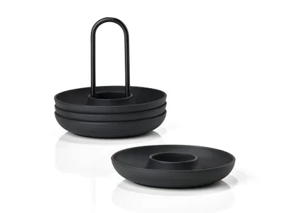Produktbild von Zone Denmark Eierbecher Singles, 4er Set, mit Halter, Eierhalter, Eier Becher, Silikon / Metall, Black, 332021