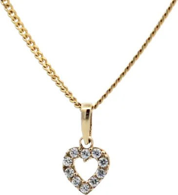 Produktbild von Gold Anhänger Herz Zirkonia mit Goldkette  333-8 Karat Gold 40 cm
