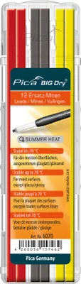 Obrázok produktu pre Pica 6070 Pica Big Dry Sommer 6070 Ersatzminen für Tieflochmarker-Bleistift farbsortiert 2B 2,0 mm, 12 St.