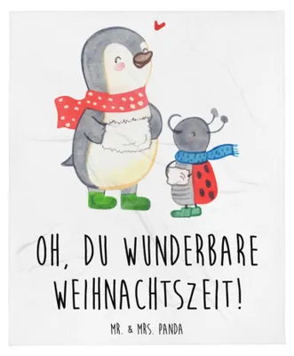Produktbild von Mr. & Mrs. Panda Plaid Smörle Winterzeit - Weiß - Geschenk, Nikolaus, Kuscheldecke, Tagesdecke, Bettdecke, Decke, Kunstfelldecke, Schlafdecke, Weihnachten Grüße