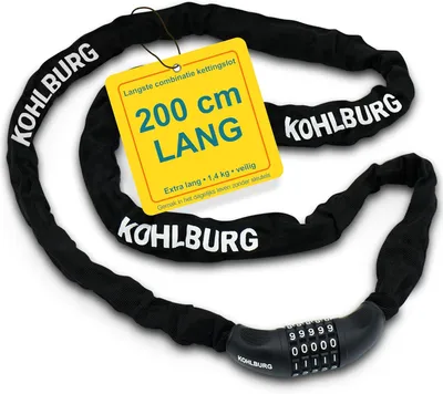 Productafbeelding van Kettingslot fiets met cijfercode - 200 cm - 6 mm gehard staal